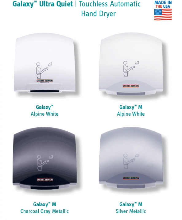 Available Galaxy Touchless Automatic Hand Dryer Finishes